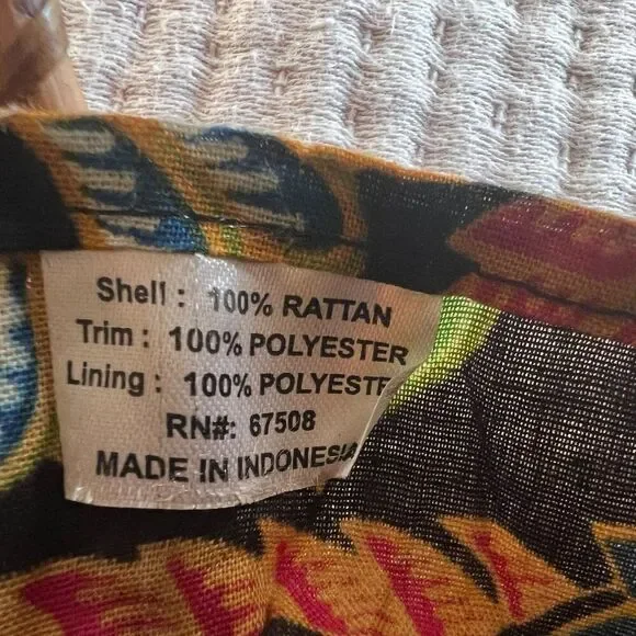 Rattan Crossbody Hand Bag Womens Woven Tan Boho Beach Vacation Island Resortwear - Picture 9 of 11